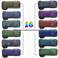 Káblová herná súprava klávesnice a myši LexonElec s RGB LED podsvietením, 104 kláves, s kovovým panelom, opierkou na zápästie, USB, 2400 DPI 2