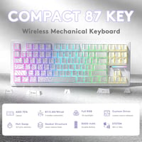 LexonElec x Attack Shark M87PRO 75% Vezeték Nélküli Gamer Billentyűzet, TKL Mechanikus, RGB Háttérvilágítás, Hot Swap, Fehér 2