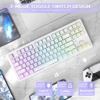 LexonElec x Attack Shark M87PRO 75% Vezeték Nélküli Gamer Billentyűzet, TKL Mechanikus, RGB Háttérvilágítás, Hot Swap, Fehér 3