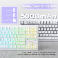 LexonElec x Attack Shark M87PRO 75% Vezeték Nélküli Gamer Billentyűzet, TKL Mechanikus, RGB Háttérvilágítás, Hot Swap, Fehér 7