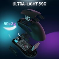 LexonElec X11 Attack Shark Vezeték Nélküli Gamer Egér RGB Mágneses Töltőállomással, 59g Ultrakönnyű, 22000 DPI, Hármas Csatlakozás, Fekete 7