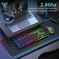 LexonTech 87 Gombos Wireless Billentyűzet Egér Szett RGB Háttérvilágítás Mechanikus Gamer 4