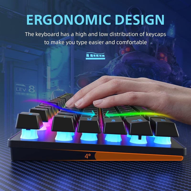 LexonTech 87 Gombos Wireless Billentyűzet Egér Szett RGB Háttérvilágítás Mechanikus Gamer