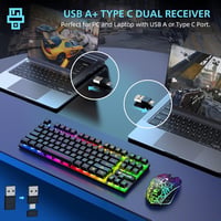 LexonTech 87 Gombos Wireless Billentyűzet Egér Szett RGB Háttérvilágítás Mechanikus Gamer 2