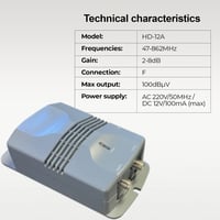 LEYF Erősítő Tápegységgel 2 TV Kimenettel TNT Antenna Előerősítőhöz HDTV Jel 15-38dB 2