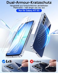 LeYi Samsung Galaxy A17 5G átlátszó szilikon tok kameravédővel és 2 db fóliával 4