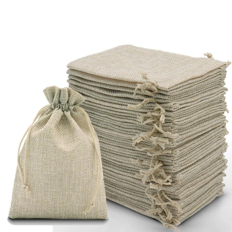 Set 30 Săculețe din Iută 10x15 cm cu Șnur, pentru Calendar Advent, Cadouri Mici, Bijuterii, DIY, Artizanat, Nuntă, Petrecere, Crăciun, Naturale