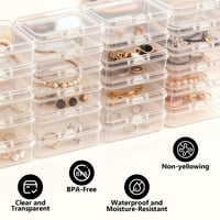 Leyrens mini úložný box, 21 ks, priehľadné plastové krabičky s vekom na tablety, korálky, prstene, náušnice a skrutky, 6,4x4,5x2 cm 5