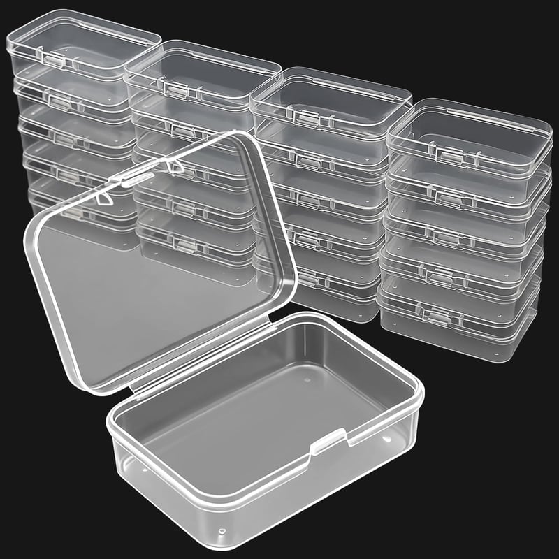 Leyrens mini úložný box, 21 ks, priehľadné plastové krabičky s vekom na tablety, korálky, prstene, náušnice a skrutky, 6,4x4,5x2 cm
