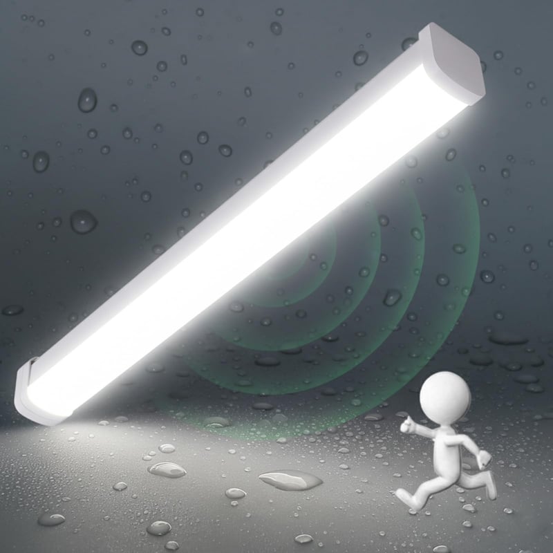 Plafonieră LED LEZOE cu senzor de mișcare IP66 120 cm 30W 4200 lumeni pentru spații umede, baie, garaj, depozit, atelier, bucătărie 4000K