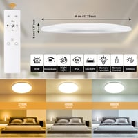 LED stropné svietidlo LEZOE s diaľkovým ovládaním, φ45 cm, 45W 5000LM, vodotesnosť IP54, stmievateľné 2700K-6500K, s pamäťovou funkciou, do obývačky a spálne 2