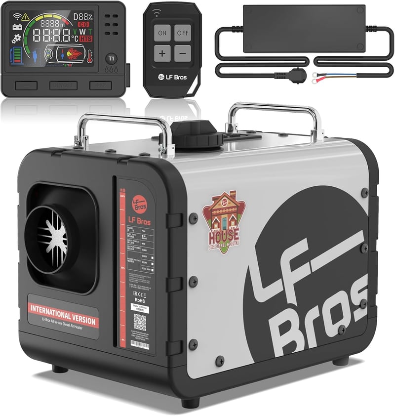 LF Bros 5kW Diesel Fűtőkészülék 12V/24V/220V Távirányítóval LCD Kijelzővel