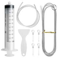 LFBEST Hűtőszekrény Lefolyó Tisztító Készlet 8 db - Rugalmas Kefe, 100 ml Fecskendő, Tisztítócső, Jégtelenítő Lapát, 4 Lefolyónyílás Dugó 1