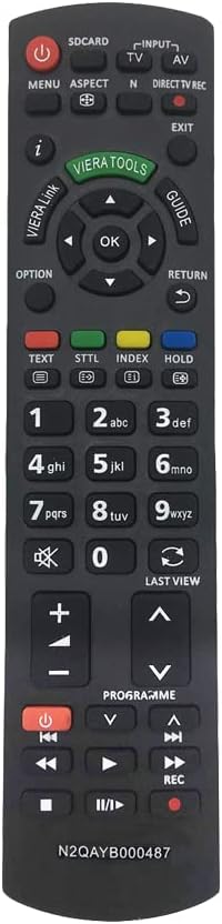 LFYSJTX Panasonic TV Távirányító N2QAYB000487 - Univerzális Csere Távirányító Televízióhoz, Programozás Nélkül, 10m Hatótáv, Fekete 1
