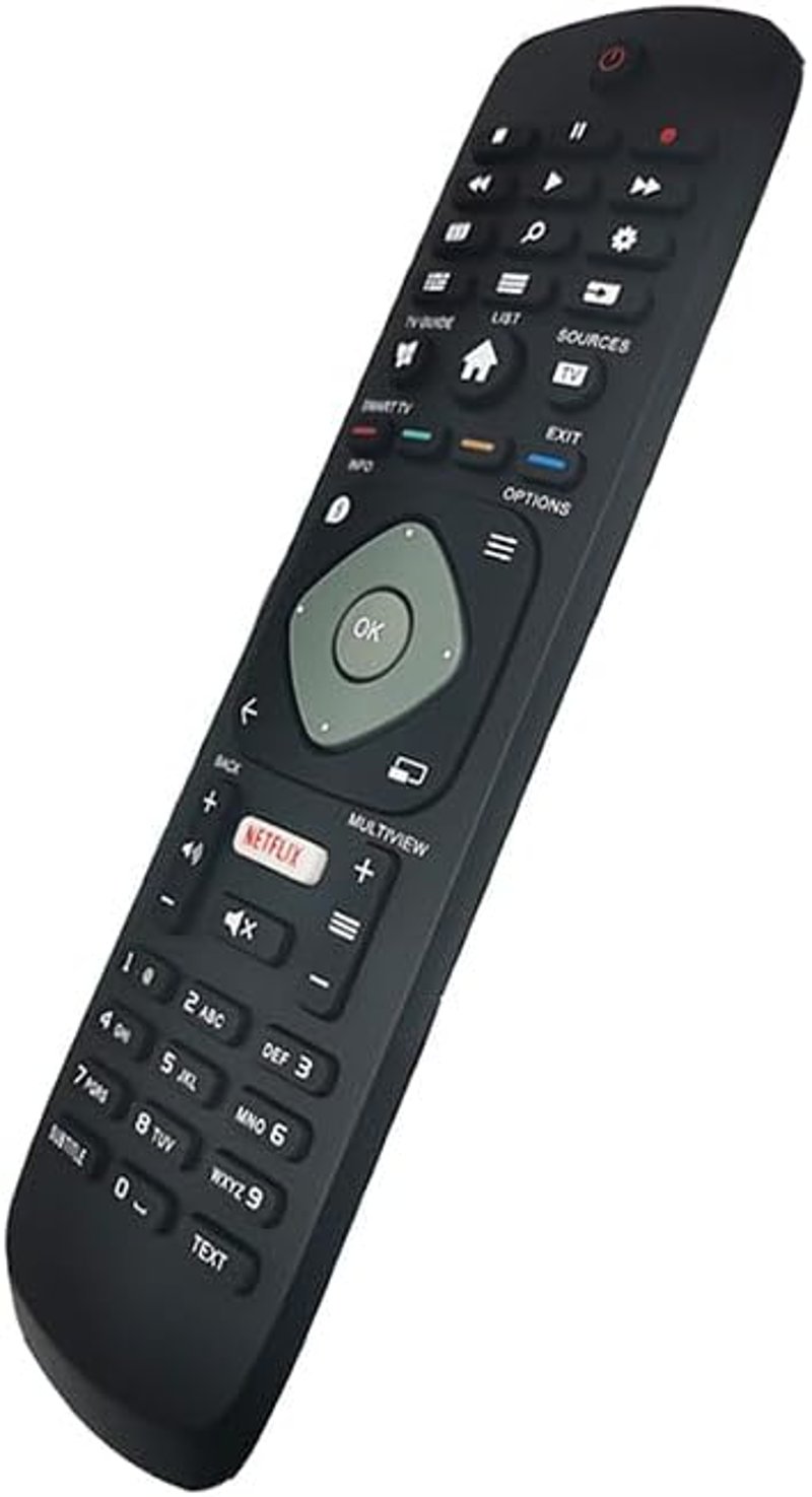 LFYSJTX Univerzális Távirányító Philips TV-hez - Kompakt Fekete Távirányító 10m Hatótávval, Programozás Nélkül Használható
