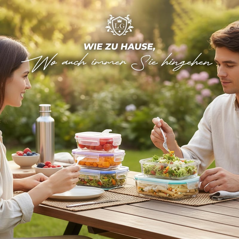 LG Luxury & Grace 4 db üveg ételtartó 360 ml légmentes mikróhullámú sütőhöz