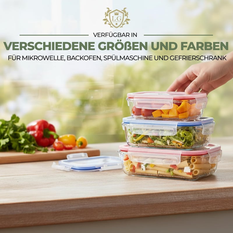 LG Luxury & Grace 4 db üveg ételtartó 360 ml légmentes mikróhullámú sütőhöz