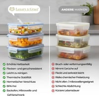LG Luxury & Grace 4 db üveg ételtartó 360 ml légmentes mikróhullámú sütőhöz 4