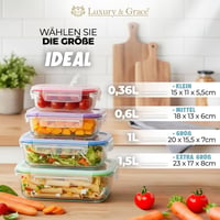 LG Luxury & Grace 4 db üveg ételtartó 360 ml légmentes mikróhullámú sütőhöz 7