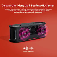 Prenosný Bluetooth reproduktor LG XBOOM Bounce – čierny, vodotesnosť IP67, 30-hodinová výdrž batérie, 27,2 cm, kompatibilný s Google, Siri a Alexa, 2025 4
