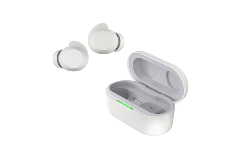 Bluetooth slúchadlá LG TONE Free T90S (Buds Plus) – biele, s potlačením hluku, vodoodolnosť IPX4, grafénová povrchová úprava, UVnano, 30-hodinová výdrž batérie, Auracast, športové štupľové slúchadlá