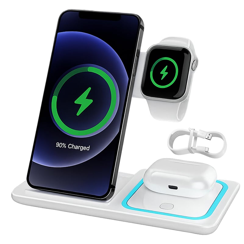 LgCiXli 3 az 1-ben összecsukható töltőállomás iPhone/Apple Watch/AirPods - USB-C