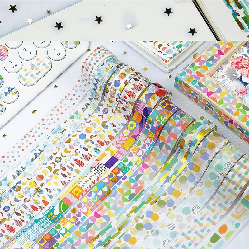 LGEGE Gyermeki Mintás Washi Szalag Készlet - 12 Tekercs, 15mm Széles Japán Dekorációs Ragasztószalag Scrapbookhoz, Bullet Journalhoz, Ajándé