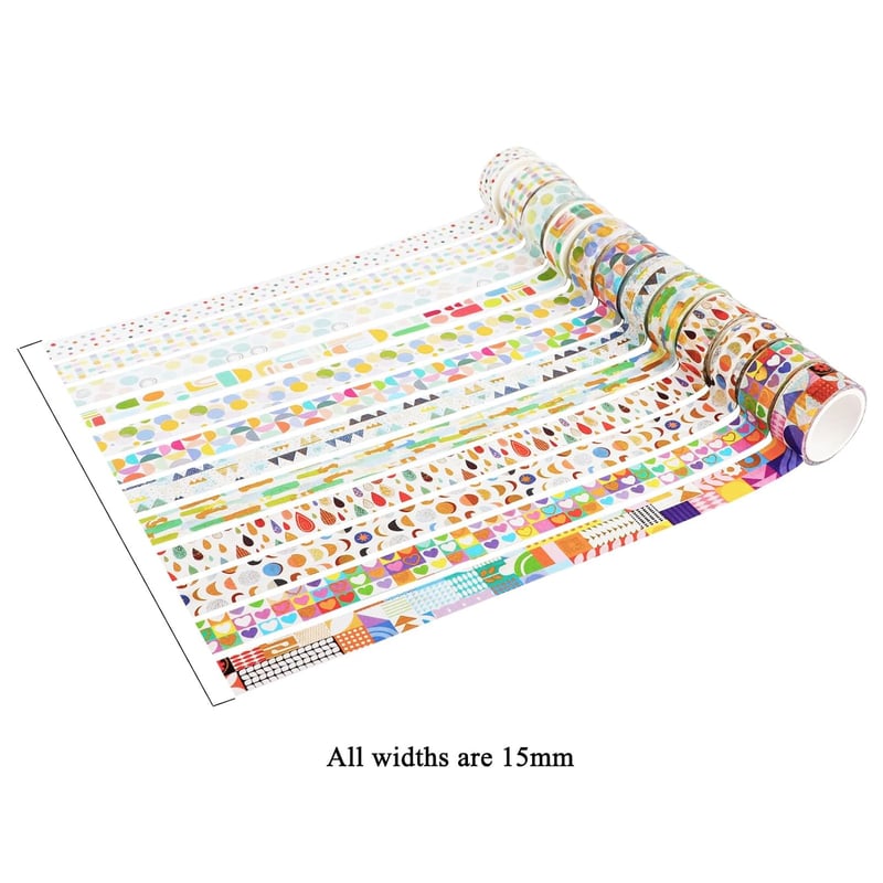 LGEGE Gyermeki Mintás Washi Szalag Készlet - 12 Tekercs, 15mm Széles Japán Dekorációs Ragasztószalag Scrapbookhoz, Bullet Journalhoz, Ajándé