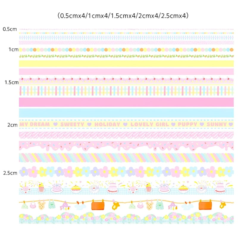 LGEGE Rózsaszín Washi Dekorációs Ragasztószalag Szett - 20 Tekercs, 5 Szélesség (5-25mm), Vízálló Japán Masking Tape Scrapbookinghoz, Bullet