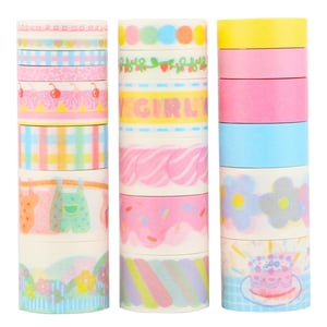 LGEGE Rózsaszín Washi Dekorációs Ragasztószalag Szett - 20 Tekercs, 5 Szélesség (5-25mm), Vízálló Japán Masking Tape Scrapbookinghoz, Bullet