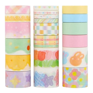 LGEGE Washi Dekorációs Ragasztószalag Készlet - 20 Tekercs, 5 Szélesség (5-25mm), Japán Masking Tape Scrapbookhoz, Bullet Journalhoz, Ajándé