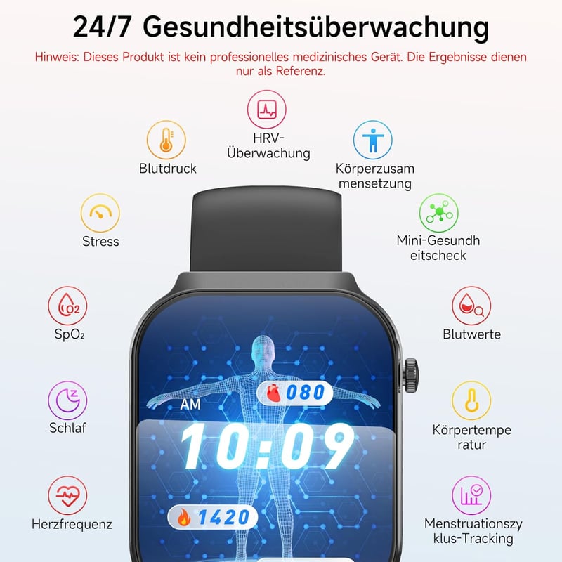 Lgnitek 2026 Smartwatch ECG + HRV Egészségmérő Óra Android iOS-hez