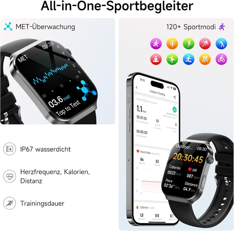Lgnitek 2026 Smartwatch ECG + HRV Egészségmérő Óra Android iOS-hez