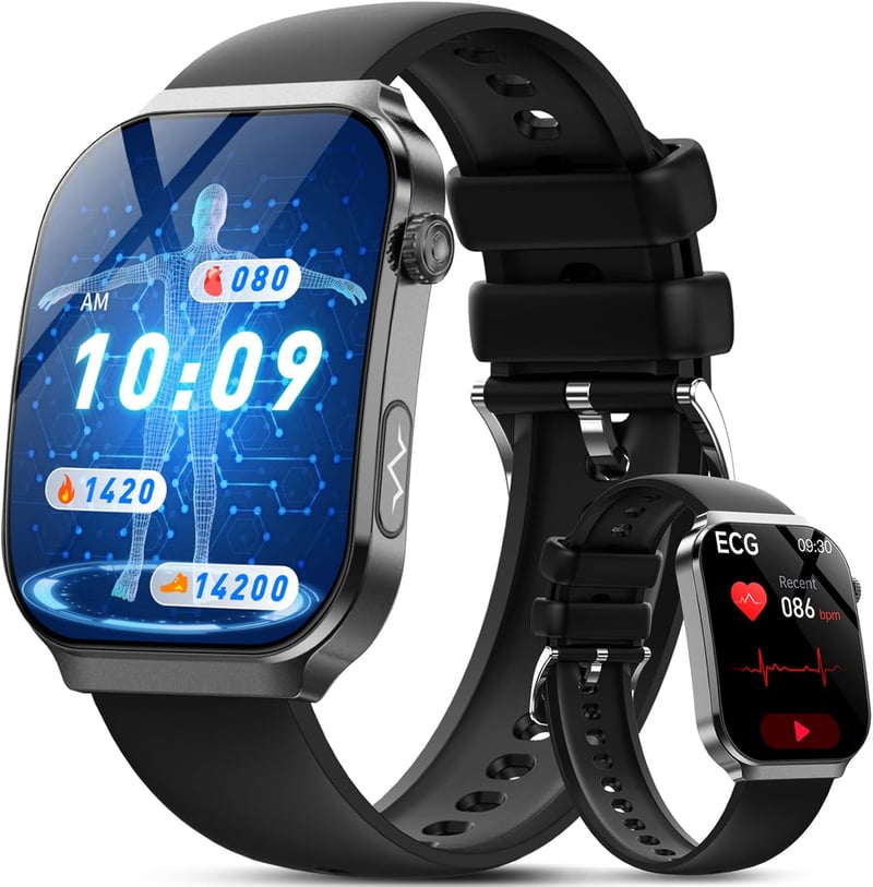 Lgnitek 2026 Smartwatch ECG + HRV Egészségfigyelő 2.2" Kijelzővel Android iOS