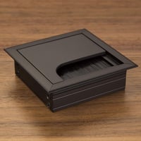 Lhdfyqt négyzet alakú kábel átvezető asztali grommet kefés tömítéssel, fekete - 2 db 2