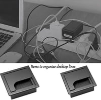 Lhdfyqt négyzet alakú kábel átvezető asztali grommet kefés tömítéssel, fekete - 2 db 7