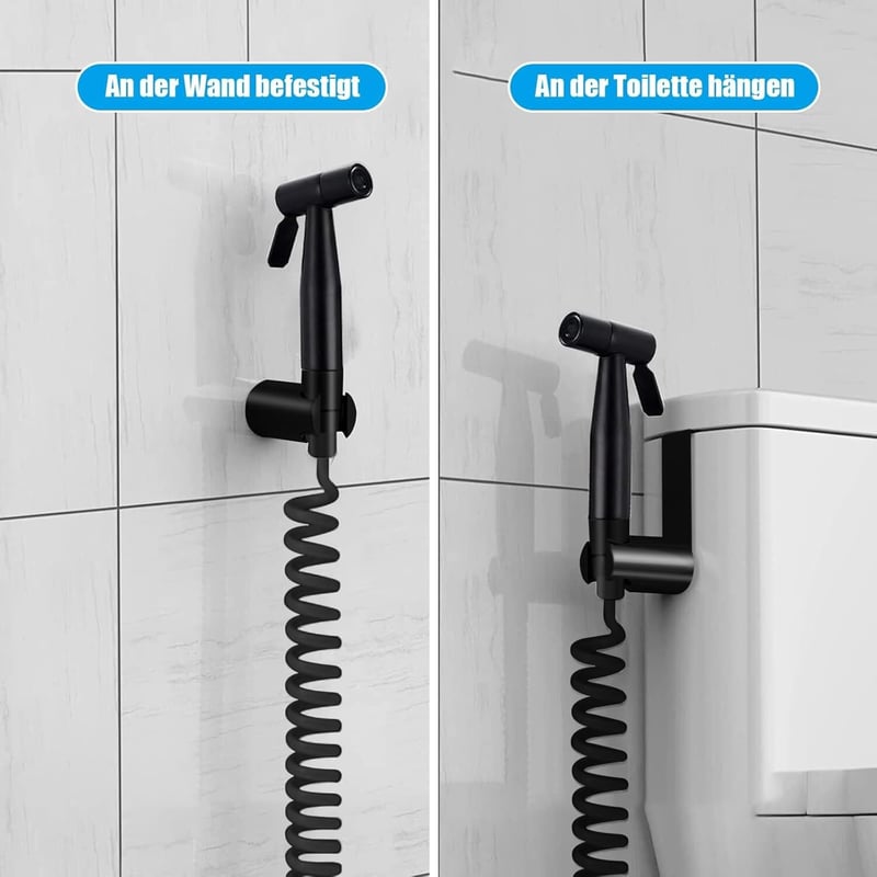 Duș igienic manual pentru toaletă Lhdfyqt, negru, cu furtun