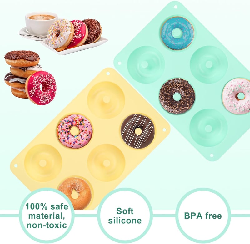 LHOEST 5 darabos szilikon fánkforma tapadásmentes sütőformához tésztafogó ecsettel BPA mentes tortához bagelhez muffinokhoz