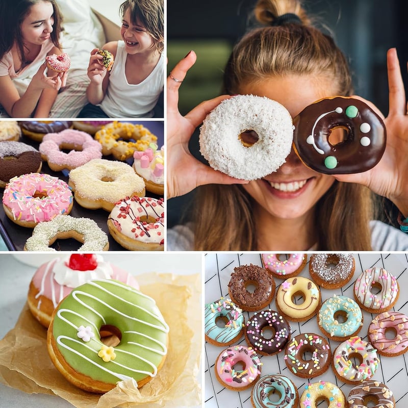 LHOEST 5 darabos szilikon fánkforma tapadásmentes sütőformához tésztafogó ecsettel BPA mentes tortához bagelhez muffinokhoz