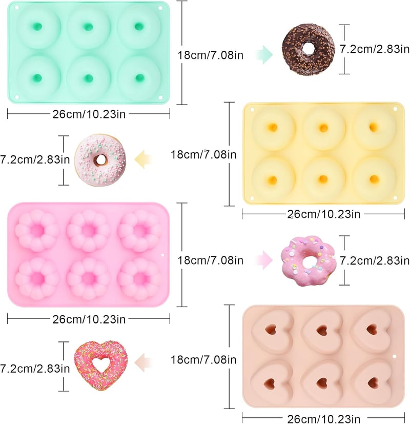 LHOEST 5 darabos szilikon fánkforma tapadásmentes sütőformához tésztafogó ecsettel BPA mentes tortához bagelhez muffinokhoz