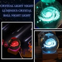 Liamostee 3D Kristálygömb Éjszakai Lámpa Naprendszer USB LED Fa Talp 4