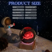 Liamostee 3D Kristálygömb Éjszakai Lámpa Naprendszer USB LED Fa Talp 2