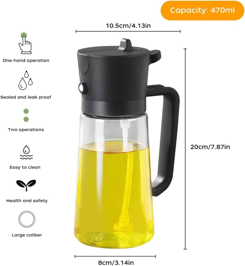 LiangYuanZen 2in1 olajpermetezõ 470ml üveg zöld - sütéshez, salátához, grillezéshez - Green