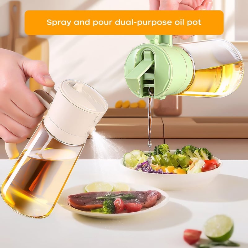 LiangYuanZen 2in1 olajpermetezõ 470ml üveg zöld - sütéshez, salátához, grillezéshez - Green