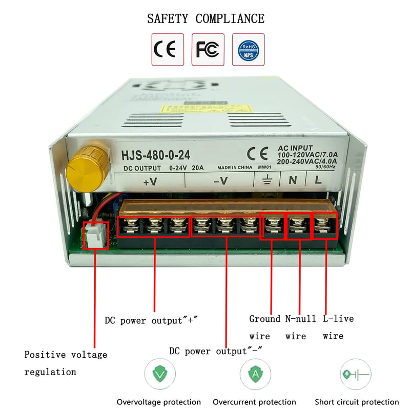 LianShi 0-24V 480W Digitális Tápegység Szabályozható Feszültség LED Motor 3D Nyomtatóhoz