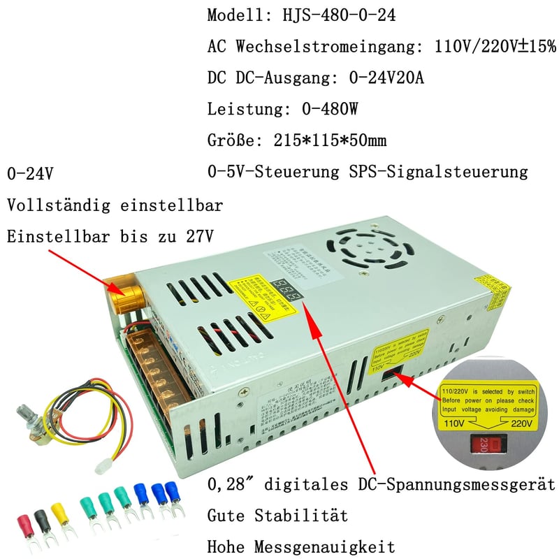 LianShi 0-24V 480W Digitális Tápegység Szabályozható Feszültség LED Motor 3D Nyomtatóhoz