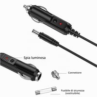 Încărcător auto LIANSUM 24W DC 12V 2A, cablu de alimentare brichetă auto 5.5x2.1mm cu 8 conectori, pentru GPS, DVD, difuzor, cameră, router, pompă de sân, bandă LED 5