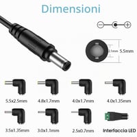 Încărcător auto LIANSUM 24W DC 12V 2A, cablu de alimentare brichetă auto 5.5x2.1mm cu 8 conectori, pentru GPS, DVD, difuzor, cameră, router, pompă de sân, bandă LED 2