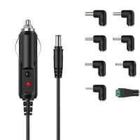 Încărcător auto LIANSUM 24W DC 12V 2A, cablu de alimentare brichetă auto 5.5x2.1mm cu 8 conectori, pentru GPS, DVD, difuzor, cameră, router, pompă de sân, bandă LED 1
