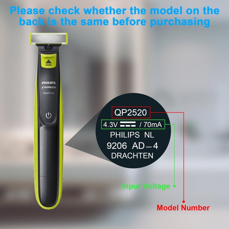 LIANSUM fekete borotvatöltő tápkábel Philips Norelco OneBlade QP2520 QP2620 RQ328 RQ338 RQ350 QG3340 4,3 V A00390 modellhez